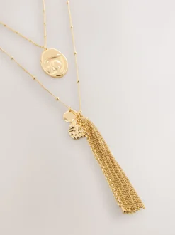 Tonalité d'or - Collier à pendentif pampille 2 couches