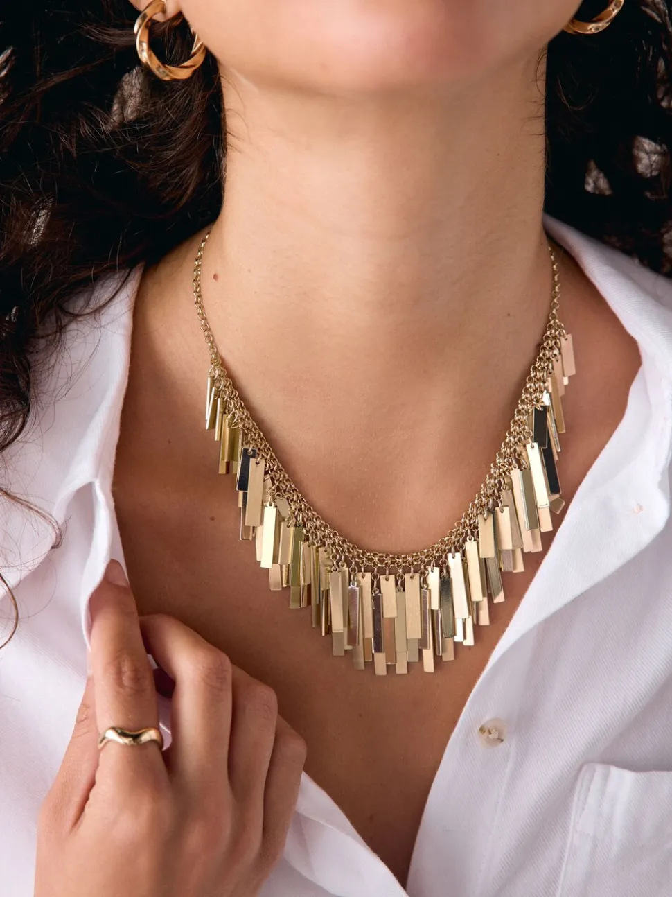 Tonalité d'or - Collier bavoir à éventails
