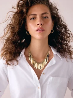 Tonalité d'or - Collier bavoir à éventails