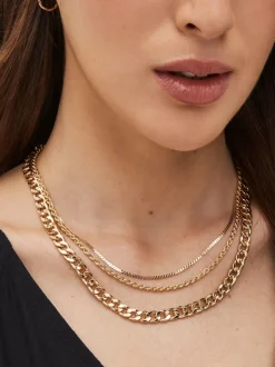 Tonalité d'or - Collier chaîne à trois couches