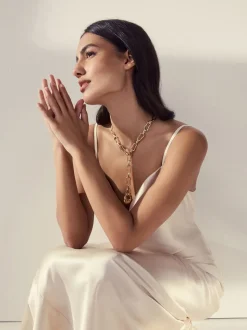 Tonalité d'or - Collier chaîne Y en forme