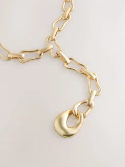 Tonalité d'or - Collier chaîne Y en forme