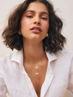 Tonalité d'or - Collier cœur pavé à deux rangs
