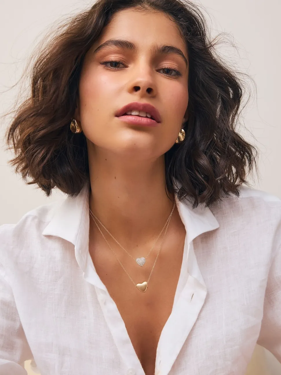 Tonalité d'or - Collier cœur pavé à deux rangs