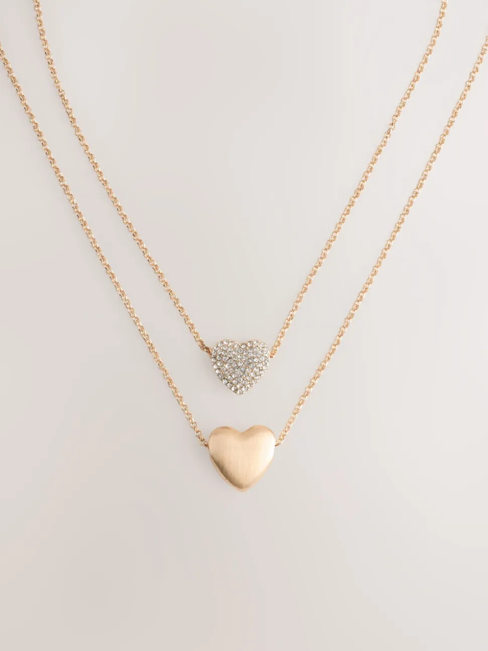 Tonalité d'or - Collier cœur pavé à deux rangs