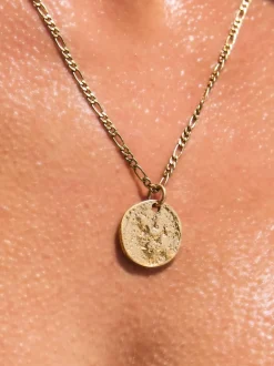 Tonalité d'or - Collier en acier inoxydable avec disque martelé