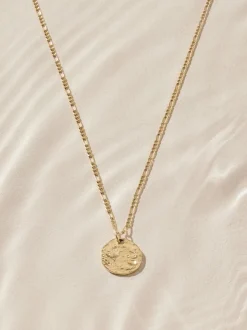 Tonalité d'or - Collier en acier inoxydable avec disque martelé