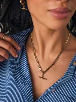 Tonalité d'or - Collier en acier inoxydable avec barre en T