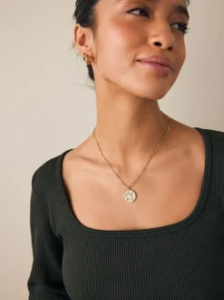Tonalité d'or - Collier en acier inoxydable motif zodiaque
