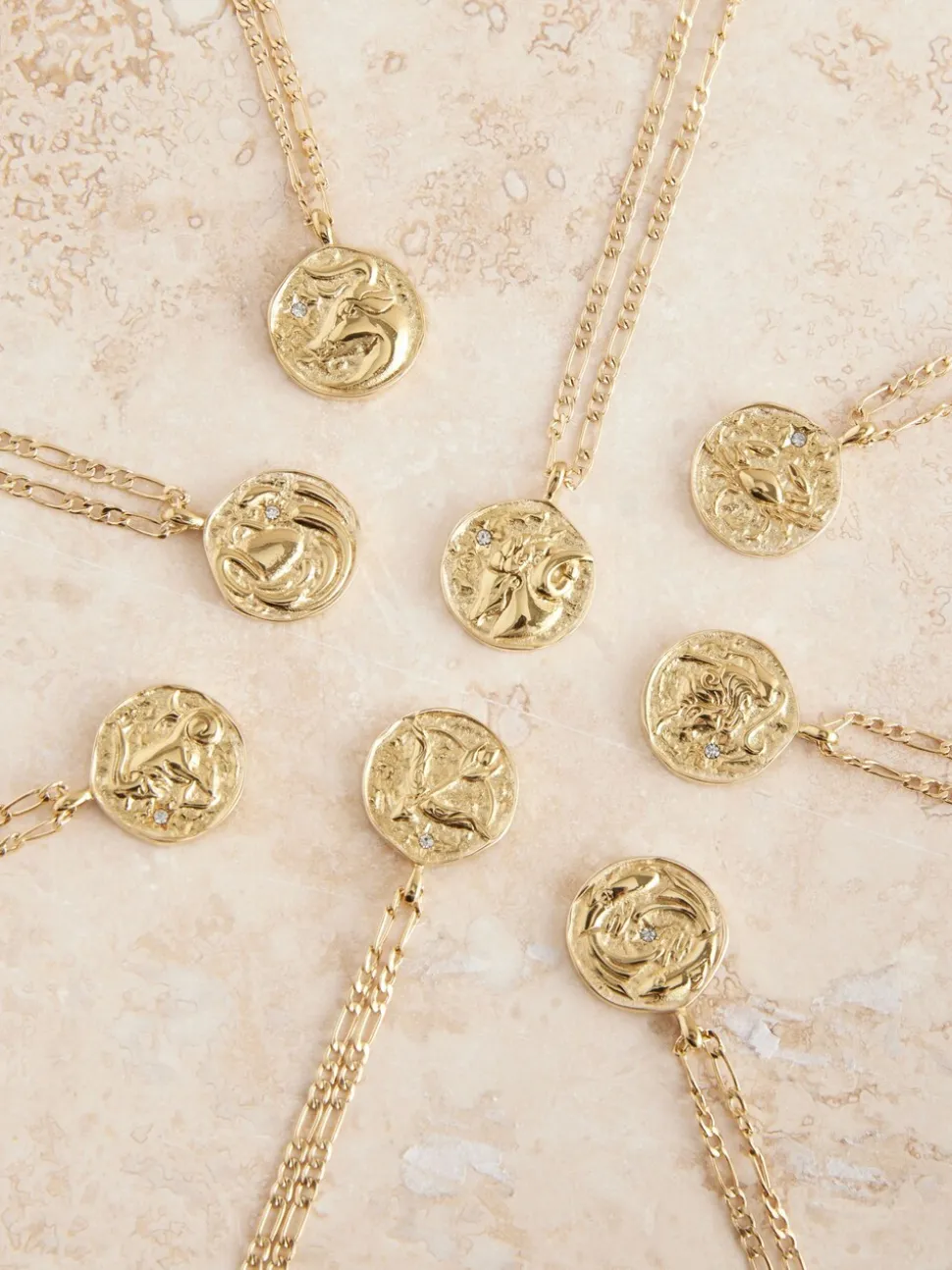 Tonalité d'or - Collier en acier inoxydable motif zodiaque