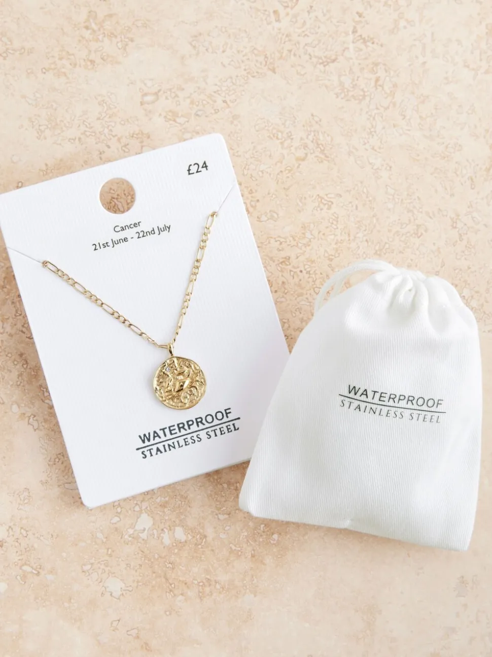 Tonalité d'or - Collier en acier inoxydable motif zodiaque