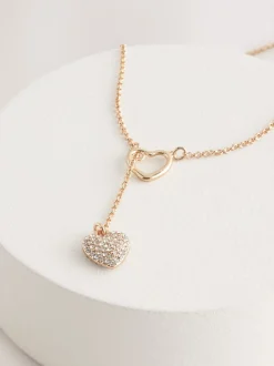 Tonalité d'or - Collier Lariat à fil cœur