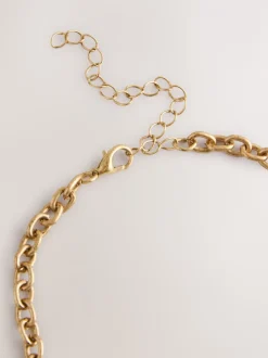 Tonalité d'or - Collier long à breloque cœur en grappe