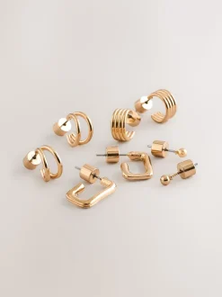 Tonalité d'or - Lot de 4 boucles d’oreilles mini créoles