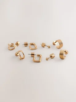 Tonalité d'or - Lot de 4 boucles d’oreilles mini créoles
