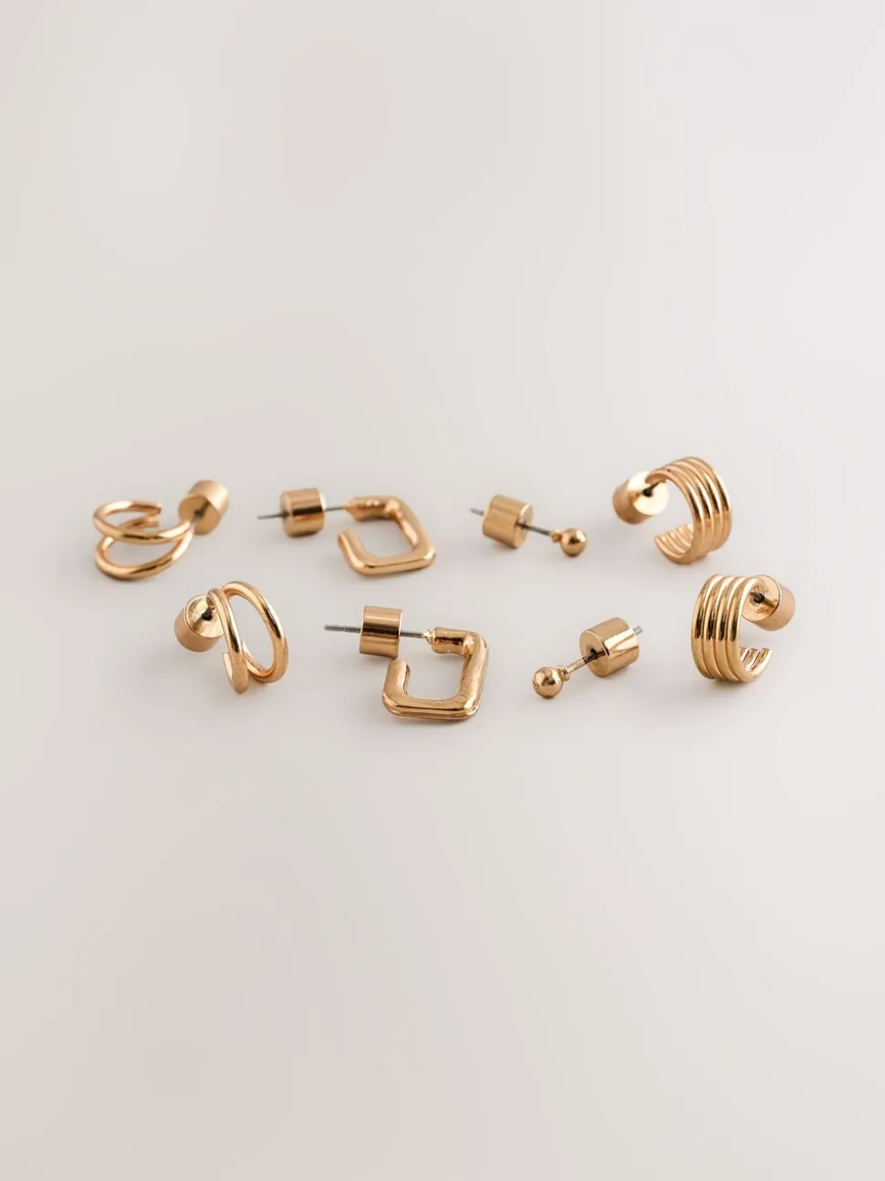 Tonalité d'or - Lot de 4 boucles d’oreilles mini créoles