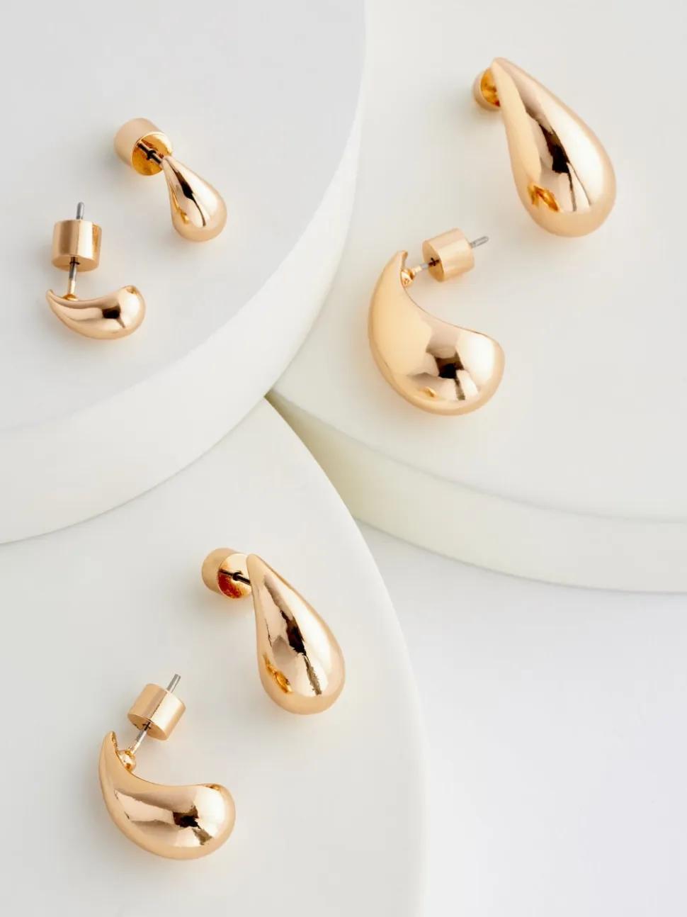 Tonalité d'or - Lot de boucles d’oreilles en forme de goutte d’eau 3