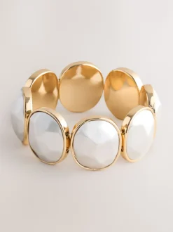 Tonalité or/argent - Bracelet extensible en pierre à facettes