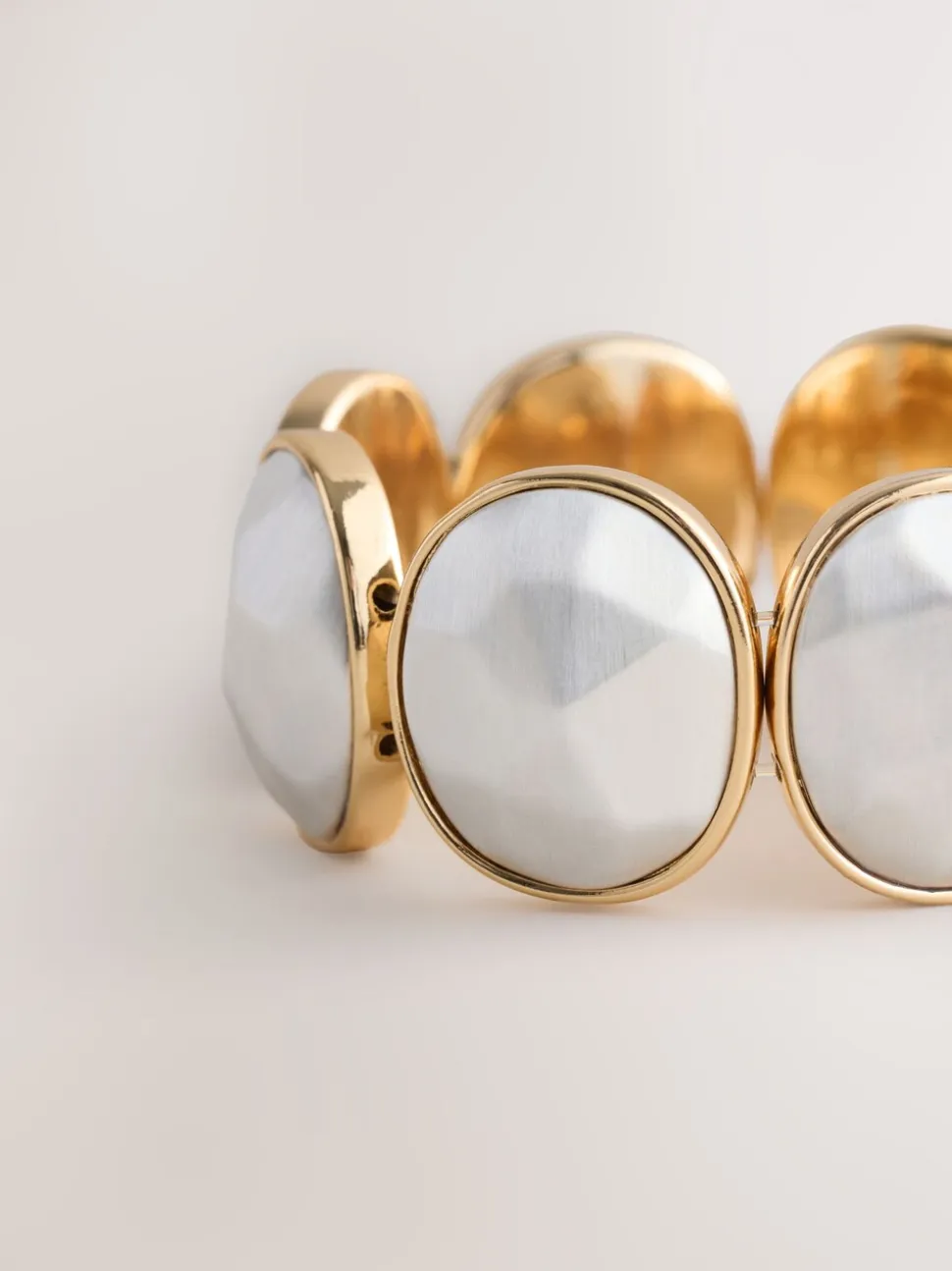 Tonalité or/argent - Bracelet extensible en pierre à facettes