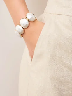 Tonalité or/argent - Bracelet extensible en pierre à facettes
