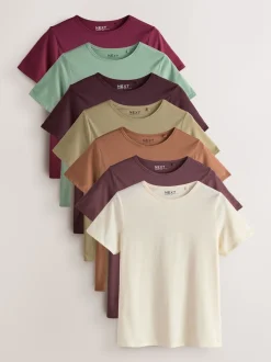 Tons terre - Lot de 7 t-shirts en coton à col rond au quotidien