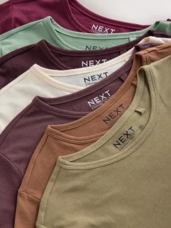Tons terre - Lot de 7 t-shirts en coton à col rond au quotidien