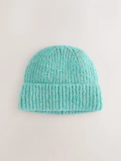 Turquoise Blue - Bonnet côtelé contenant de la laine