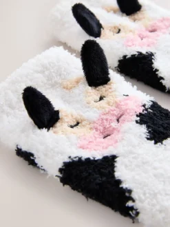 Vache noire et blanche - Lot de 1 paires de chaussettes douillettes en coffret cadeau