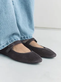 Velours côtelé gris - Chaussures Mary Jane à boucle à bout rond Forever Comfort