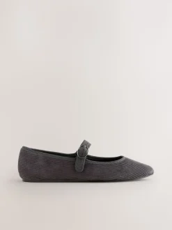 Velours côtelé gris - Chaussures Mary Jane à boucle à bout rond Forever Comfort