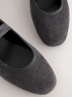 Velours côtelé gris - Chaussures Mary Jane à boucle à bout rond Forever Comfort