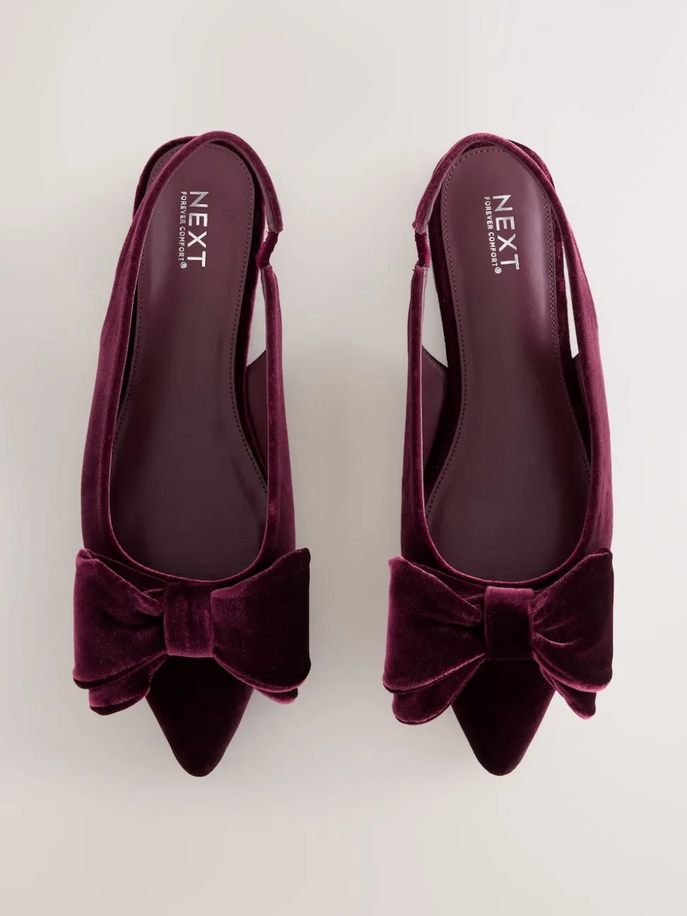 Velours rouge bordeaux - Chaussures plates Forever Comfort® à bout pointu et bride arrière à nœud