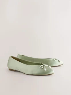 vert - Ballerines de demoiselle d’honneur effet perle avec nœud