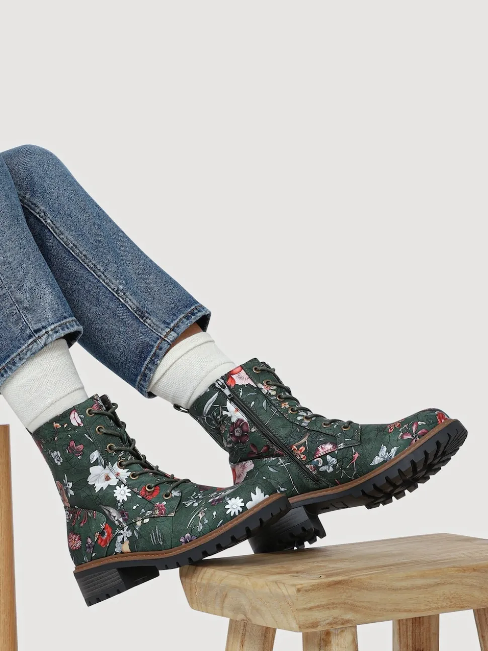 Vert - Bottes/Bottines cheville Dentelle Coupe ample Pavers