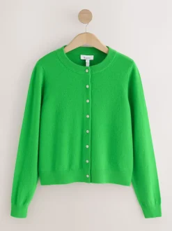 Vert - Cardigan N.premium 100% cachemire à manches longues