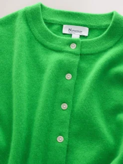 Vert - Cardigan N.premium 100% cachemire à manches longues