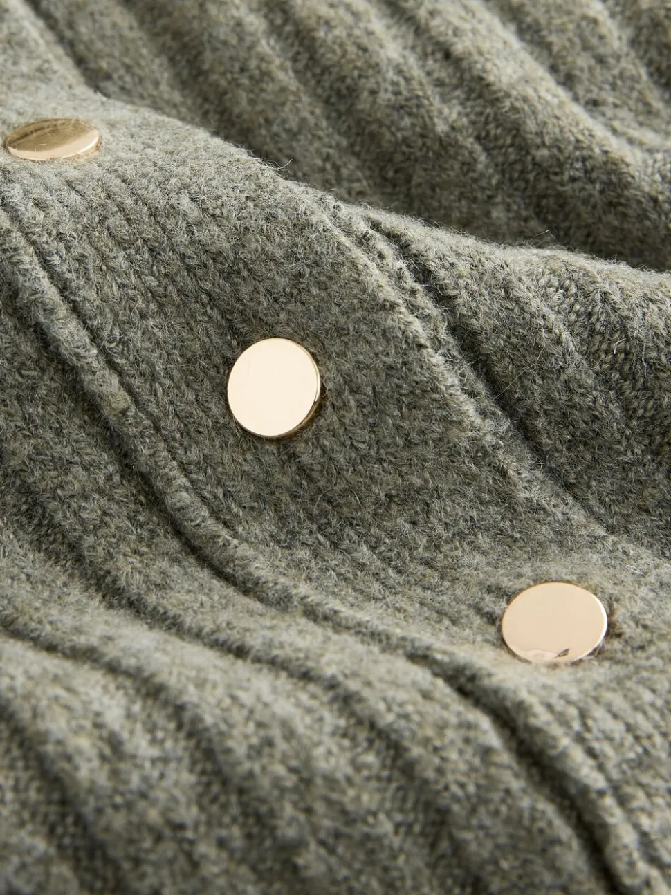 vert - Cardigan Or à col côtelé à boutons
