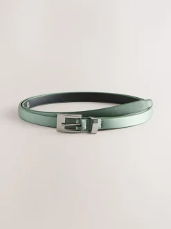 vert - Ceinture Skinny en Satin avec boucle carrée en diamant