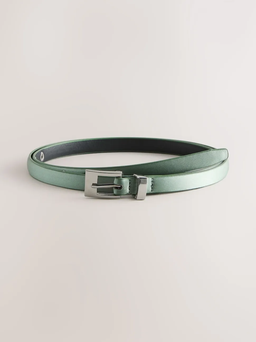 vert - Ceinture Skinny en Satin avec boucle carrée en diamant