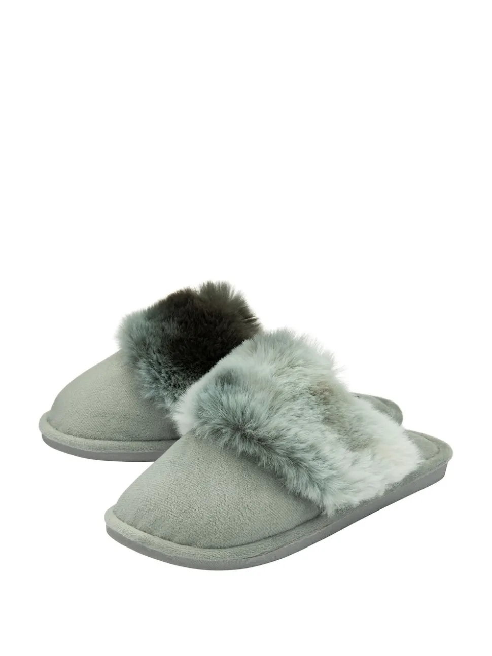 Vert - Chaussons mules en fausse fourrure Dunlop Ladies à bout fermé