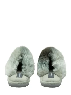 Vert - Chaussons mules en fausse fourrure Dunlop Ladies à bout fermé