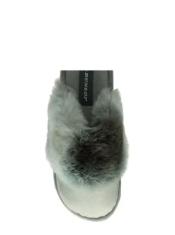 Vert - Chaussons mules en fausse fourrure Dunlop Ladies à bout fermé