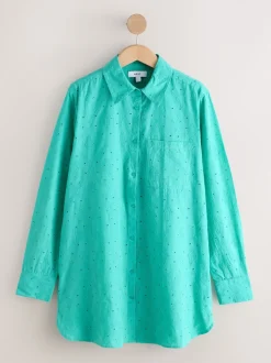 Vert - Chemise brodée