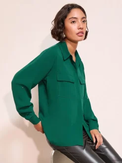 Vert - Chemise Friends Like These à poche utilitaire avec manches à onglets