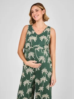 Vert - Combinaison JoJo Maman Bébé Maternité Wide Leg en jersey