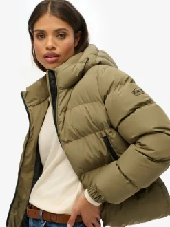 Vert - Doudoune Superdry de sport à capuche
