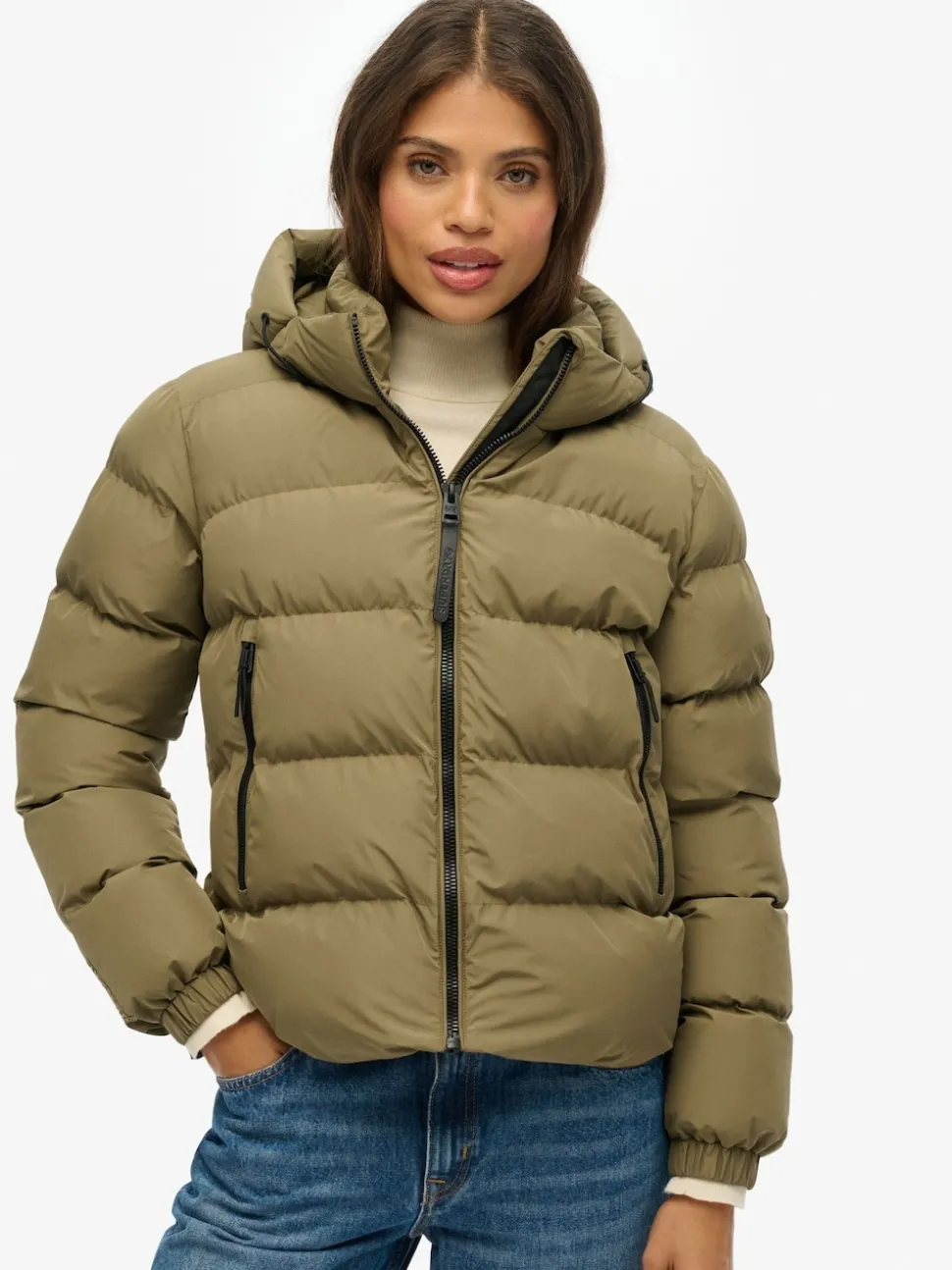Vert - Doudoune Superdry de sport à capuche