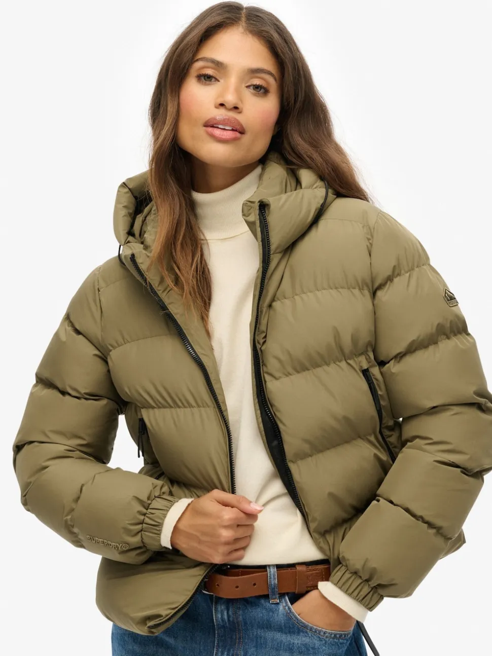 Vert - Doudoune Superdry de sport à capuche