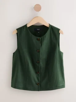 Vert - Gilet boutonné sur le devant