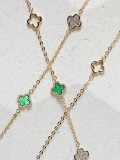 Vert - Jon Richard Bracelet plaqué avec pavé et trèfle